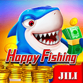 Happy Fishing arcade tile with a smiling fish and cannon